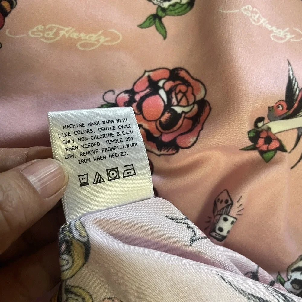 Ed Hardy Pillowcase Pink Black Tiger Heart Skull Roses Tattoo Print B37